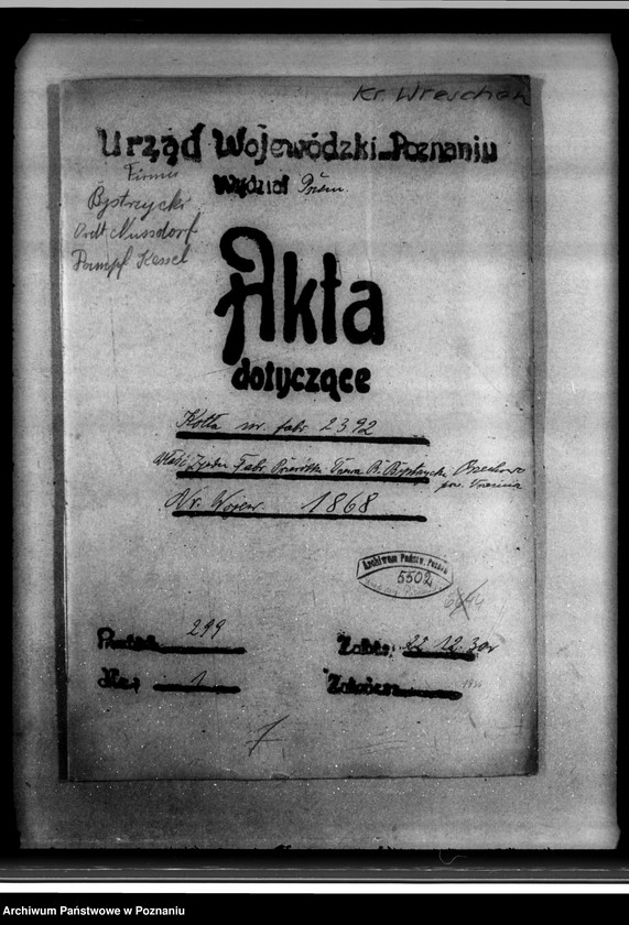 Obraz 4 z jednostki "Zjednoczone Fabryki Przeróbki Drzewa Bystrzyckiego w Orzechowie powiat wrzesiński nr woj. 1868"