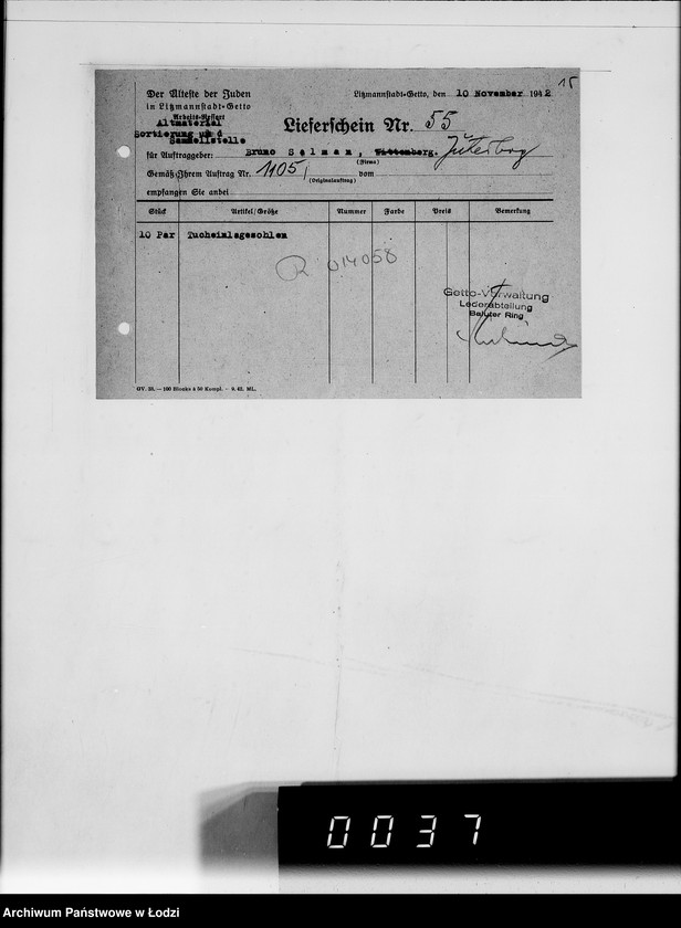 Obraz 19 z jednostki "Aufträge 1105 50.000 P.Einlegesohlen"