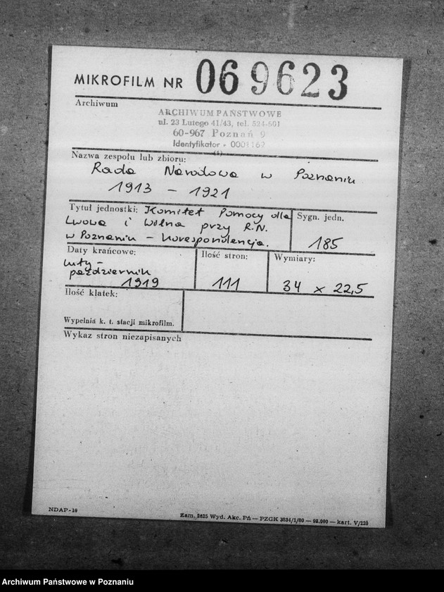image.from.unit.number "Komitet Pomocy dla Lwowa i Wilna przy Radzie Narodowej w Poznaniu - korespondencja."