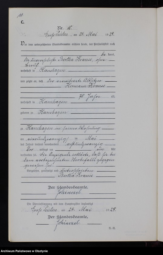 image.from.unit.number "Sterbe-Neben-Register Nr 1 - 22 [ Księga zgonów - wtóropis ]"