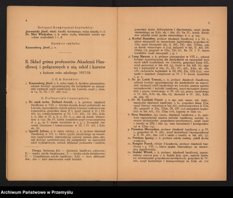 image.from.unit.number "Sprawozdanie C.K. Dyrekcji Akademii Handlowej za rok szkolny 1918"