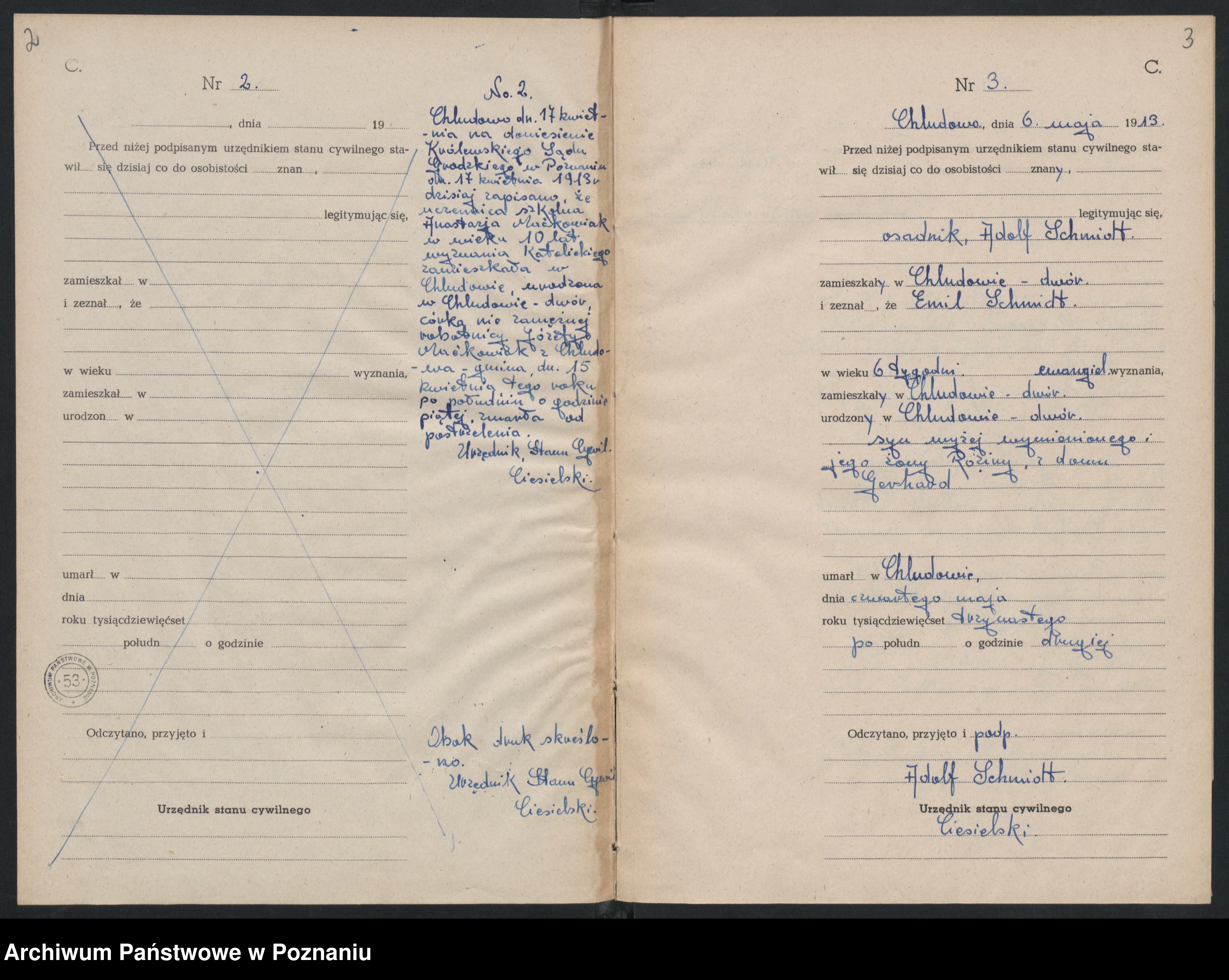 Skan z jednostki: [Rejestr poboczny zgonów]