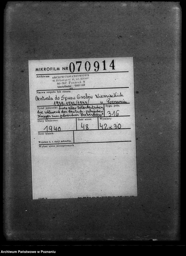 Obraz 2 z jednostki "Liste aller Volksdeutschen, die während des deutsch - polnischen Krieges zum polnischen Heeresdienst eingezogen waren (Łódź)"