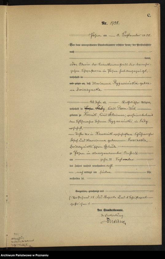 Obraz 11 z jednostki "Księga miejscowa zgonów tom IV [Rejestr główny zgonów]"