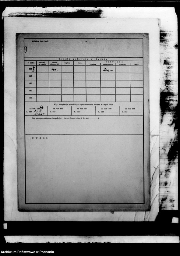 Obraz 14 z jednostki "/Kartoteka zakładów opiekuńczych/ dane z 1933-37"