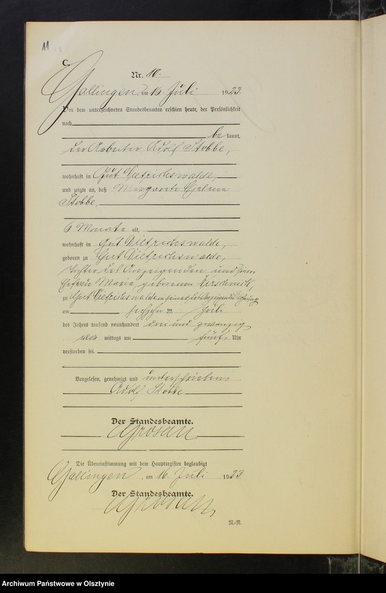 image.from.unit.number "Sterbe-Neben-Register Nr 1 - 19 [ Księga zgonów - wtóropis ]"