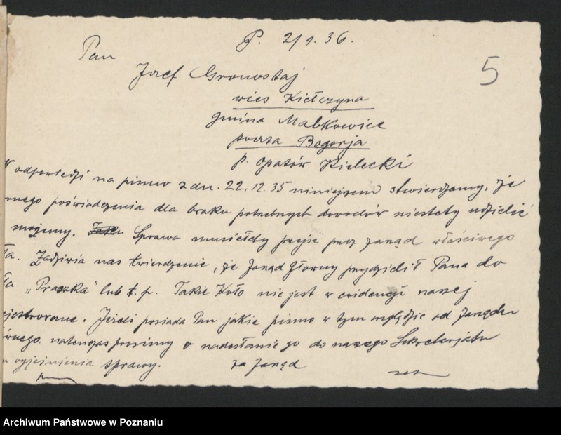 Obraz 9 z jednostki "Korespondencja ogólna Związku Weteranów Powstań Narodowych Rzeczypospolitej Polski."