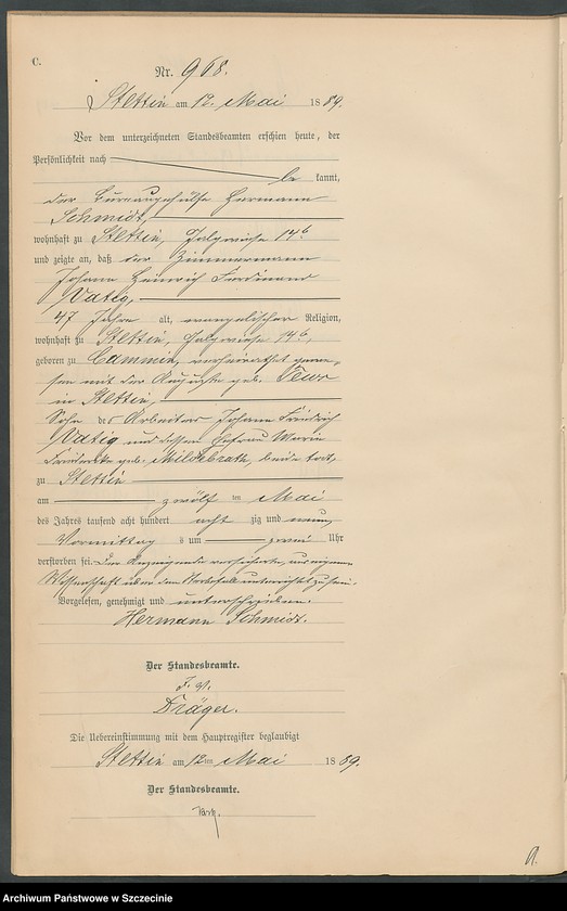 Obraz 15 z jednostki "Sterbe-Register (Neben-Register) Band III"