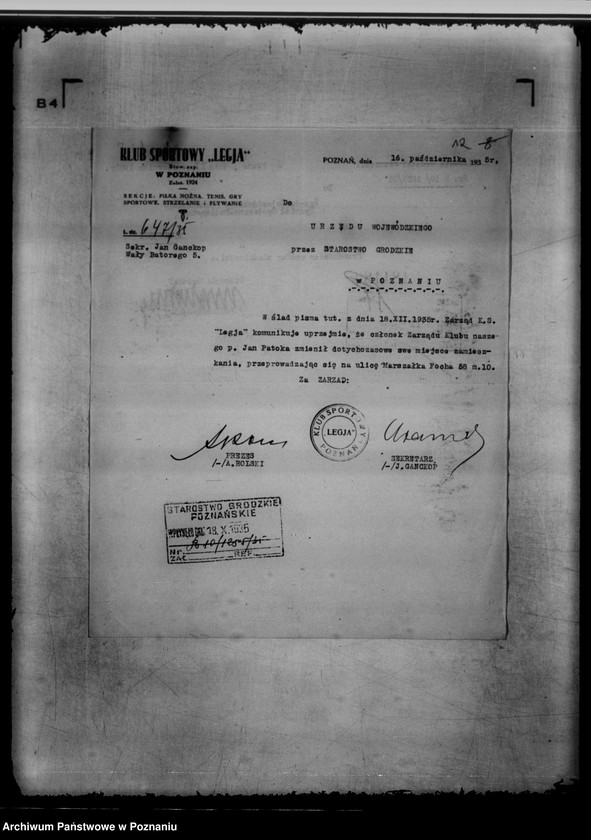 Obraz 16 z jednostki "/Klub Sportowy,,Legia" w Poznaniu/"