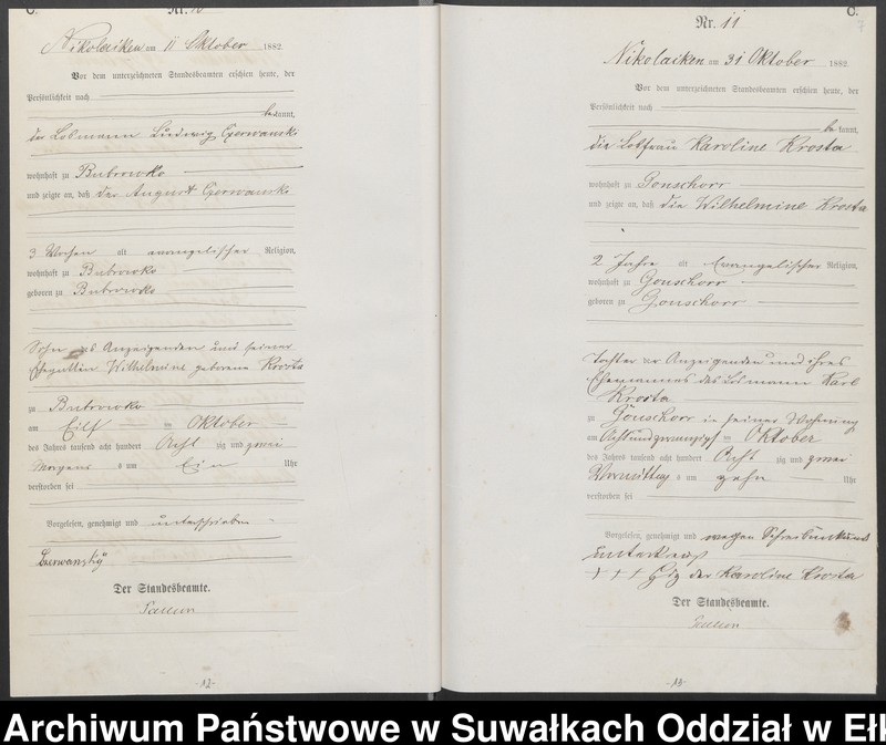 image.from.unit.number "Sterbe-Haupt-Register des Königlich Preussischen Standes-Amtes Forstrevier Nicolaiken Kreis Sensburg für das Jahr 1882[do 1884]"