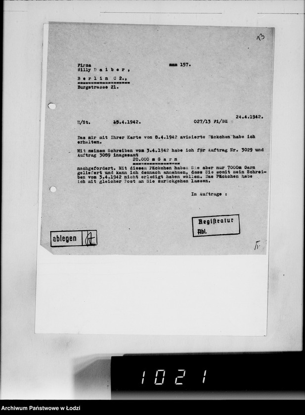 Obraz 17 z jednostki "[Korespondencja z urzędami, instytucjami i firmami] Lit.Da-De."