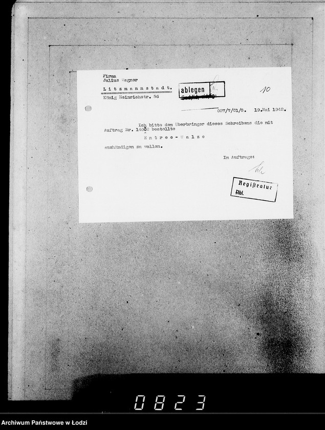 Obraz 15 z jednostki "[Korespondencja z urzędami, instytucjami i firmami]. Lit.Wa-Weg."