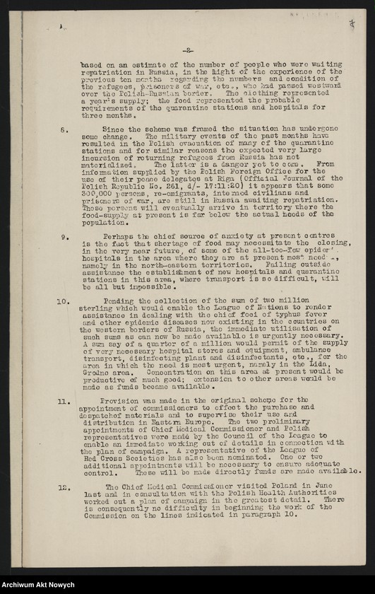 image.from.unit.number "Sprawa pomocy zagranicznej w zwalczaniu tyfusu w Polsce. Memoriały. Raport i uchwały Ligi Narodów, notatki"