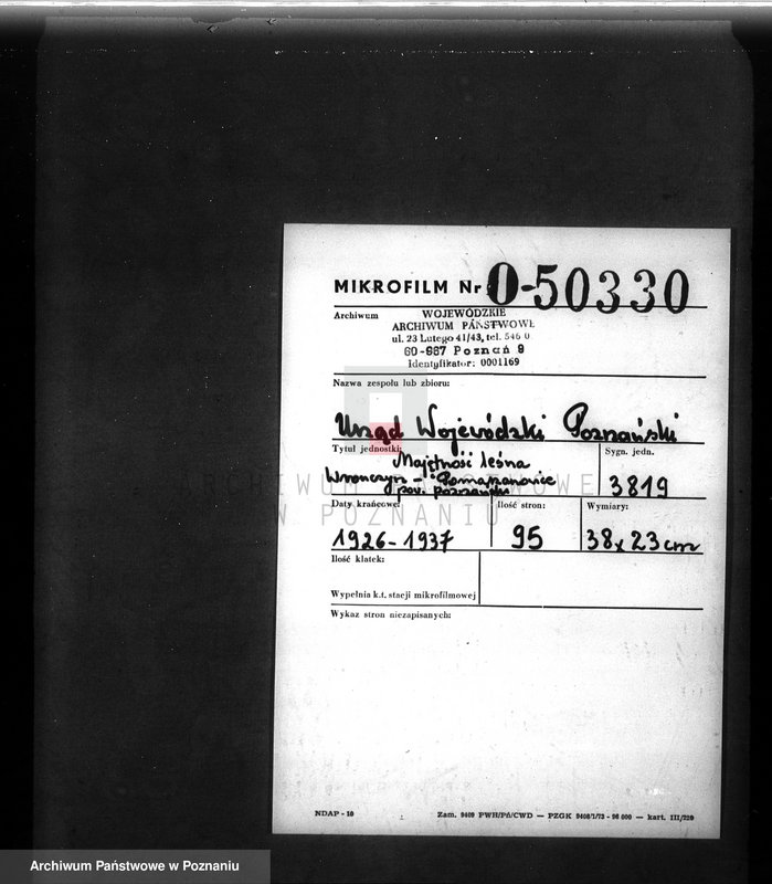 Obraz 1 z jednostki "Majętność leśna Wronczyn-Pomarzanowice powiat poznański"