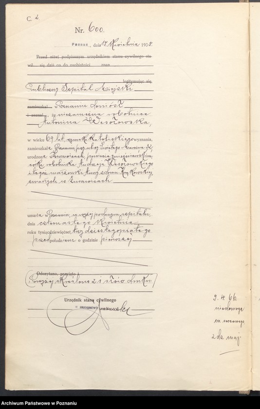 Obraz 4 z jednostki "Księga miejscowa zgonów tom II [Rejestr główny zgonów]"