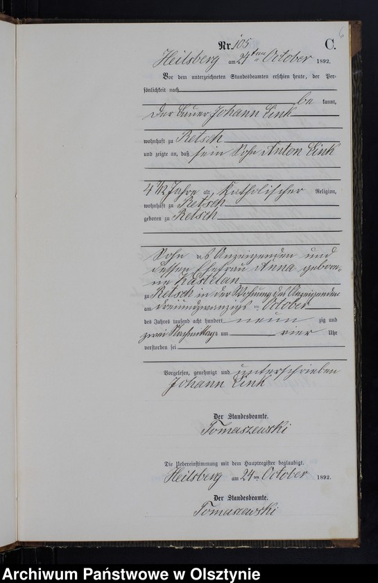 image.from.unit.number "Sterbe-Neben-Register Tom II,Nr 101 - 126"