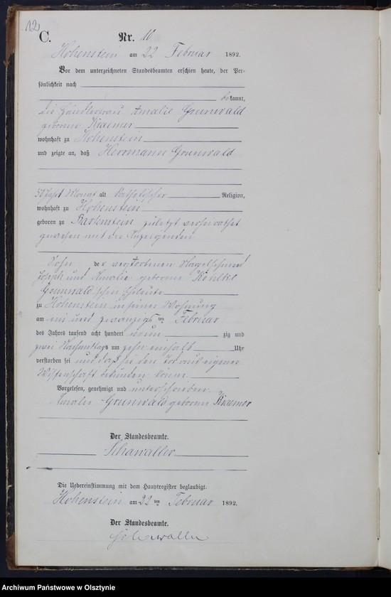 image.from.unit.number "Sterbe-Neben-Register Nr 1 - 71"