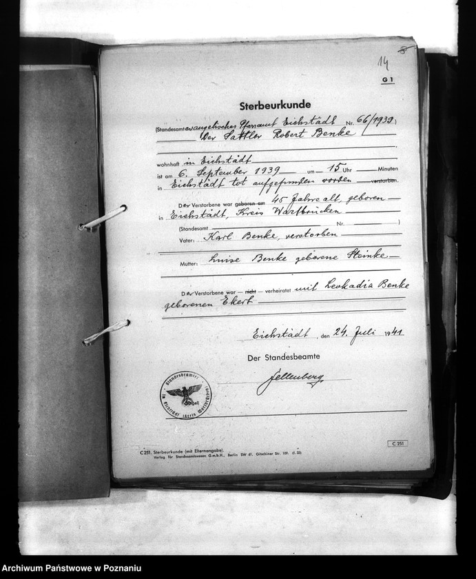 Obraz 18 z jednostki "Wykazy miejscowych Niemców, którzy zginęli w 1939 roku. Kreis Warthbrüchen (Koło)"