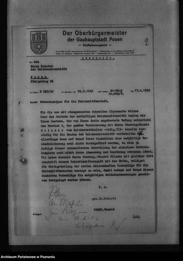 Obraz 6 z jednostki "Baupläne der Universitätsstadt Kornwerk - Posen"