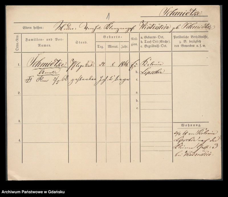 image.from.unit.number "Karty meldunkowe: Schmidtke - Schmirgalski"