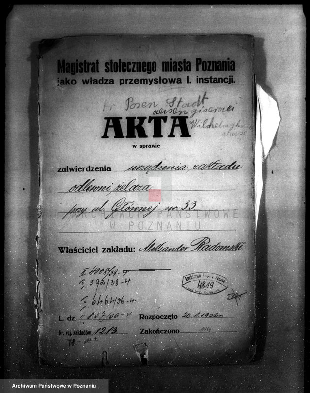 Obraz 4 z jednostki "Urządzenie zakładu odlewni żelaza przy ul. Głównej 33 A. Radomskiego"