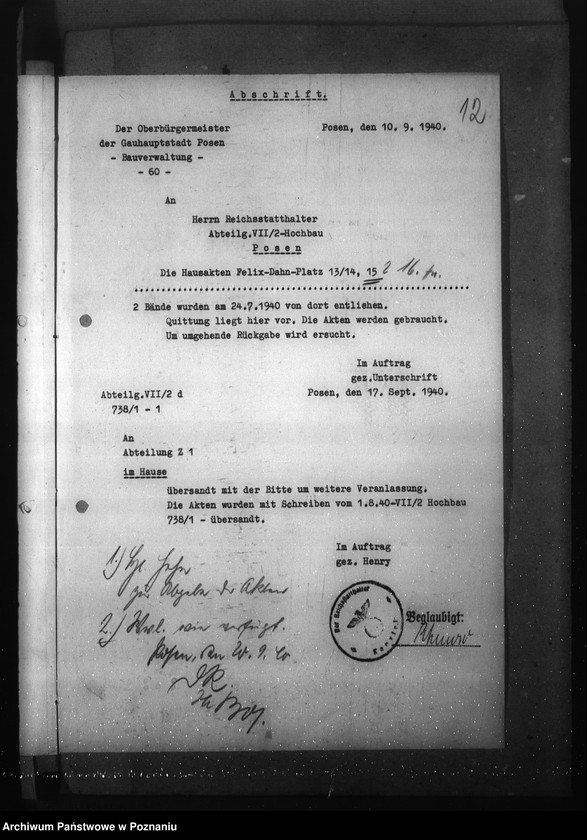 Obraz 16 z jednostki "Inanspruchnahme der Gebäude Felix- Dahn- Platz 13 - 15"