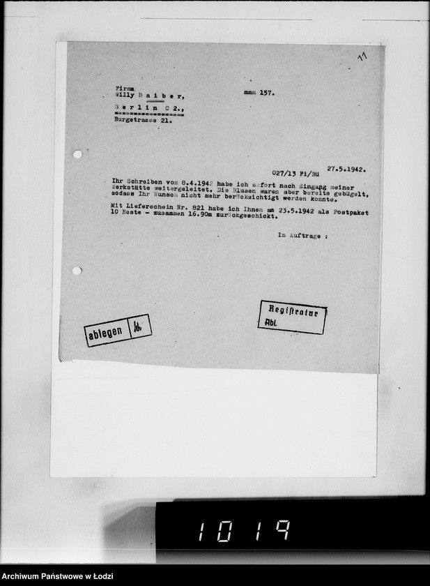 Obraz 15 z jednostki "[Korespondencja z urzędami, instytucjami i firmami] Lit.Da-De."