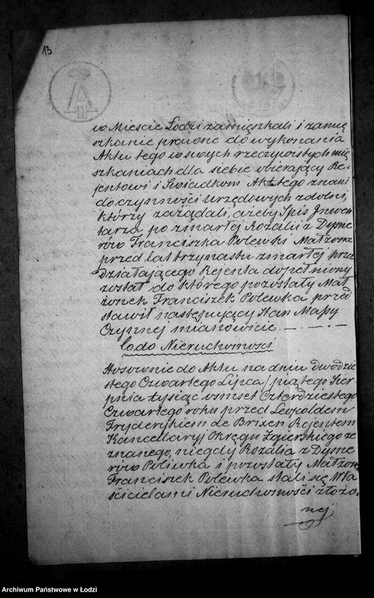 Obraz 17 z jednostki "Akta tyczące się ustanowienia opieki nad nieletnimi Adolfem, Juliuszem i Karoliną rodzeństwem Poleka po zmarłej Rozalii z Dyznerów Polewce"