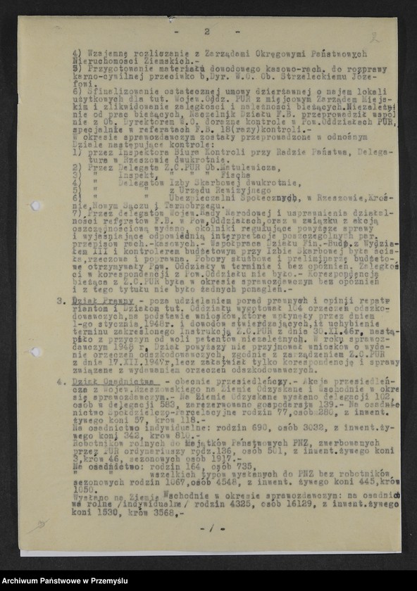 image.from.unit "Sprawozdania opisowe z działalności Wojewódzkiego Oddziału PUR (miesięczne) oraz jednostek podległych za lata 1948-1950"