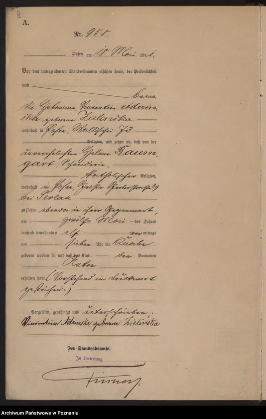 Obraz 9 z jednostki "Księga miejscowa urodzeń tom III [Rejestr główny urodzeń]"