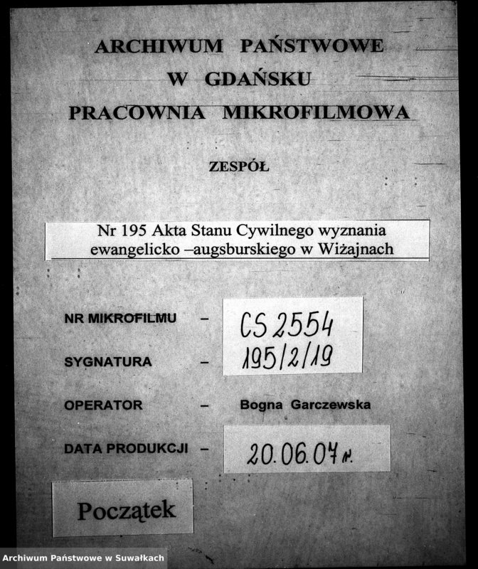 image.from.unit.number "Dowody do Aktów Małżeństw Parafii Ewang.-Augsburskiej Wiżajny za rok 1864"