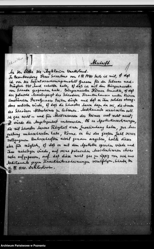 Obraz 5 z jednostki "Amtsärzte Kreis Schroda (Środa) - wyposażenie szpitali"