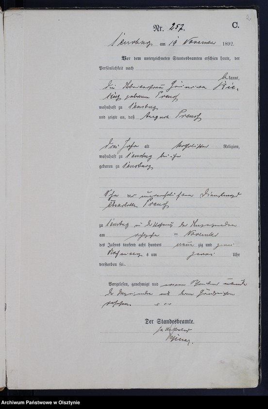 image.from.unit.number "Sterbe-Haupt-Register,Tom II,Nr 257 - 297"