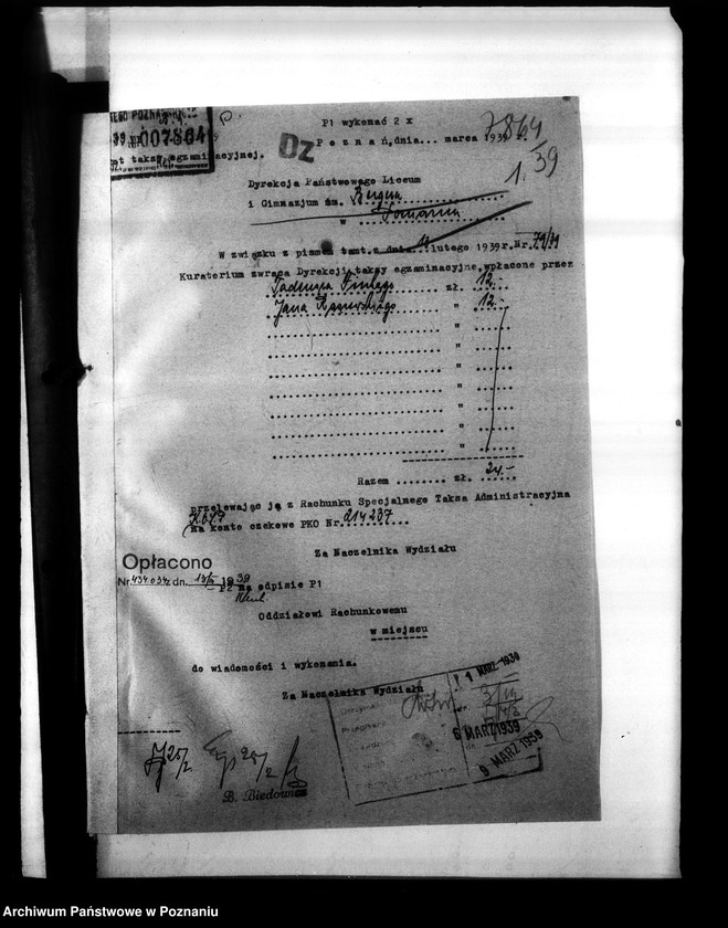 Obraz 4 z jednostki "Państwowe Liceum i Gimnazjum Męskie imienia Bergera w Poznaniu [korespondencja, między innymi spis abiturientów]"