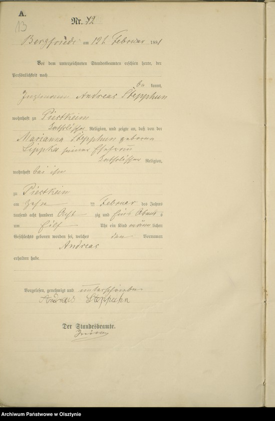 image.from.unit.number "Geburts-Haupt-Register Nr 1 - 98"