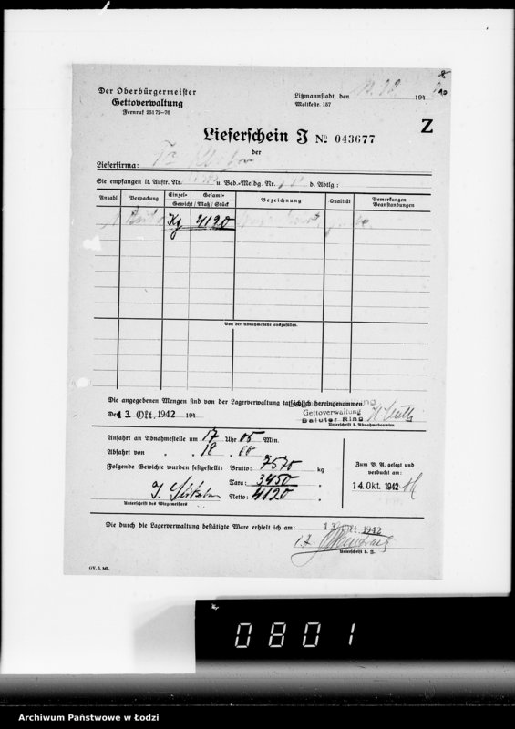 image.from.unit.number "Lebensmitteleinkauf. Aufträge, [Lieferscheinen und Rechnungen] 17526-17545. [Zamówienia i dostawa ziemiopłodów do Getta]"