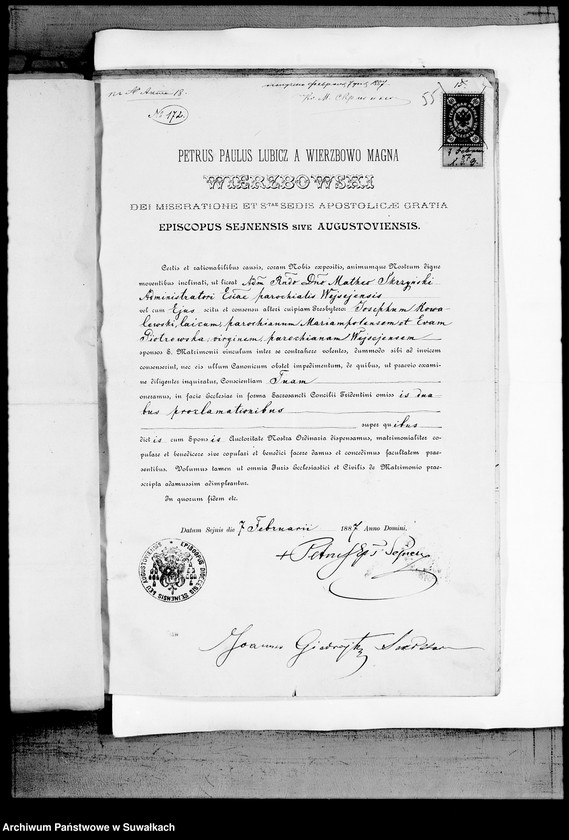 image.from.unit.number "Dokumenty K Knige Brakosočetavšichsja v Vejsejskom R.K. Prichodu v 1887 godu"