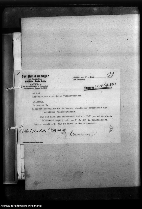 Obraz 15 z jednostki "Kreis Grätz (Grodzisk). Wykazy i korespondencja w sprawie miejscowych Niemców, którzy zginęli w 1939 roku"