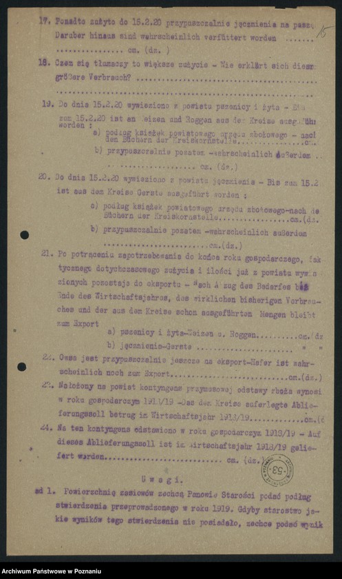 Obraz 17 z jednostki "[Gospodarka zbożowa na Pomorzu w latach 1919-1920. Korespondencja]"
