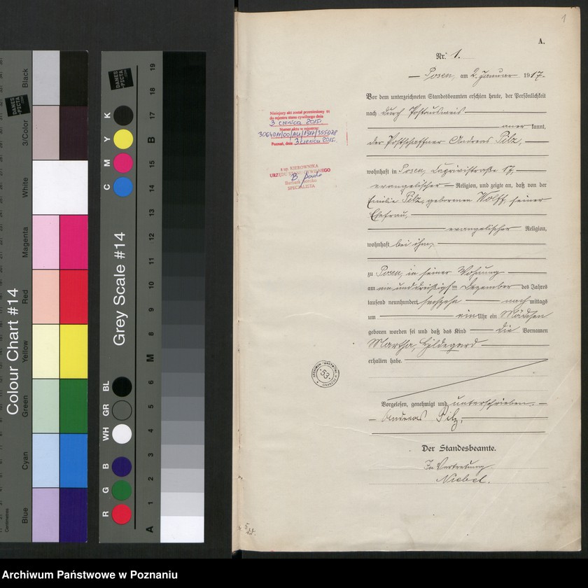 Obraz 3 z jednostki "Księga miejscowa urodzeń tom I [Rejestr główny urodzeń]"