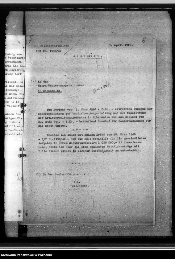 Obraz 10 z jednostki "Zuschüsse aus Reichsmitteln für Sondermassnahmen in Hohensalza (Inowrocław), Warthbrücken (Koło). Neubau einer festen Brücke."