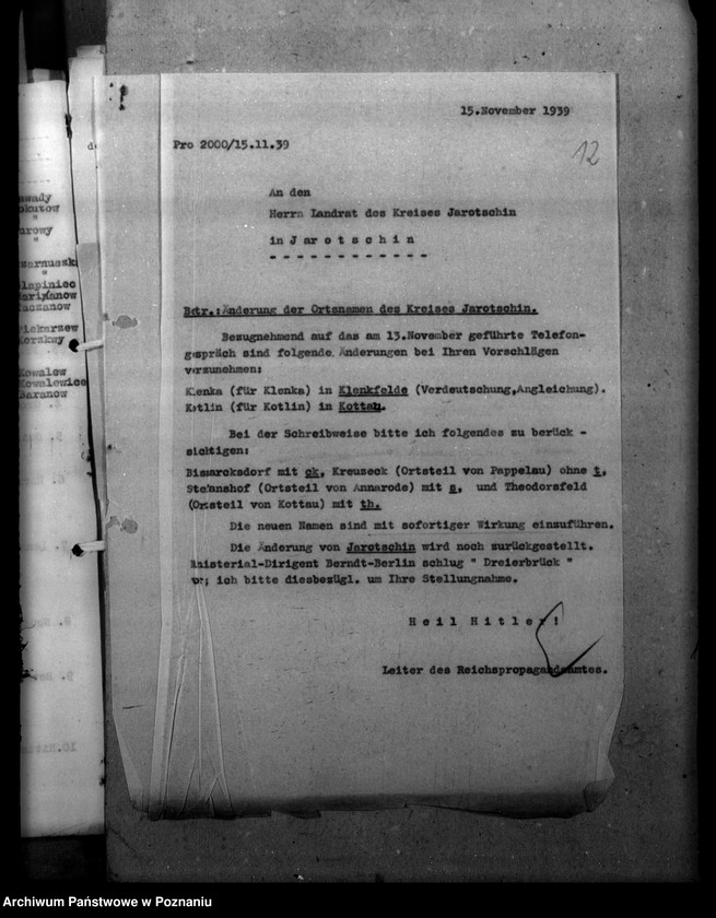 Obraz 16 z jednostki "Zmiany nazw miejscowości - Kreis Jarotschin, Jarocin"