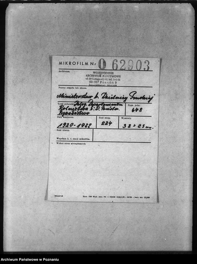 Obraz 2 z jednostki "Deleg. Departamentu Rolnictwa i D. Państw. Rybołówstwo"