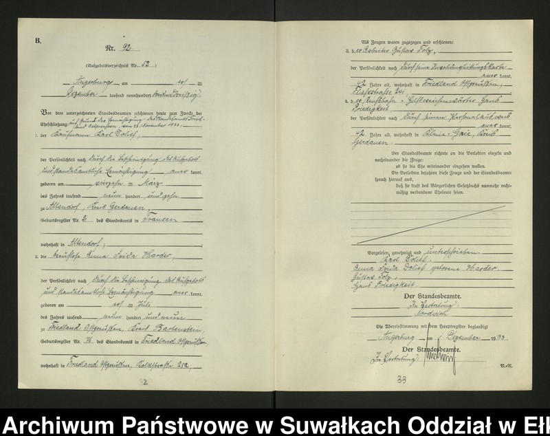 image.from.unit.number "B2. Heirats - Register (Neben - Register) Standesamt Angerburg Ostpr. einschl. der Standesamtsbezirk, Gross Strengeln, Kehlen und Prinowen"
