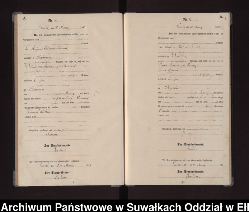 image.from.unit.number "Geburts-Neben-Register des Königlichen Preussischen Standes-Amtes Gneist Kreis Loetzen"