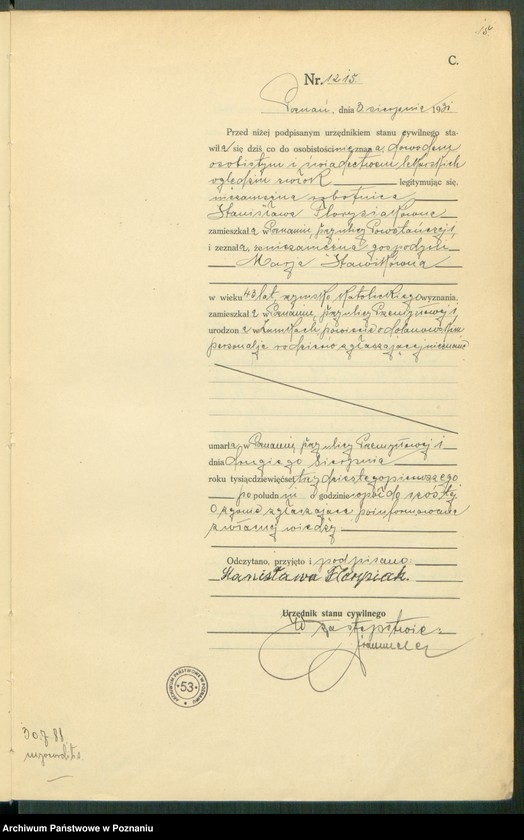 Obraz 17 z jednostki "Księga miejscowa zgonów tom III [Rejestr główny zgonów]"