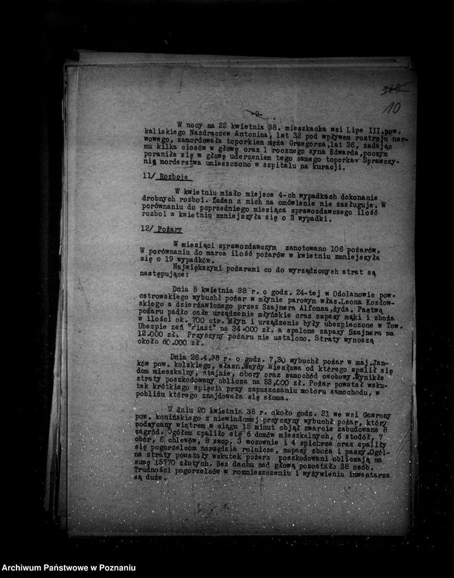 Obraz 14 z jednostki "Sprawozdania ze stanu bezpieczeństwa za miesiąc kwiecień-maj-czerwiec 1938 r."