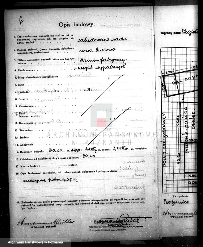 image.from.unit.number "Zatwierdzenie zakładu przemysłowego /cegielni parowej/ własność A. Mueller w Bojanicach pow. leszczyński"