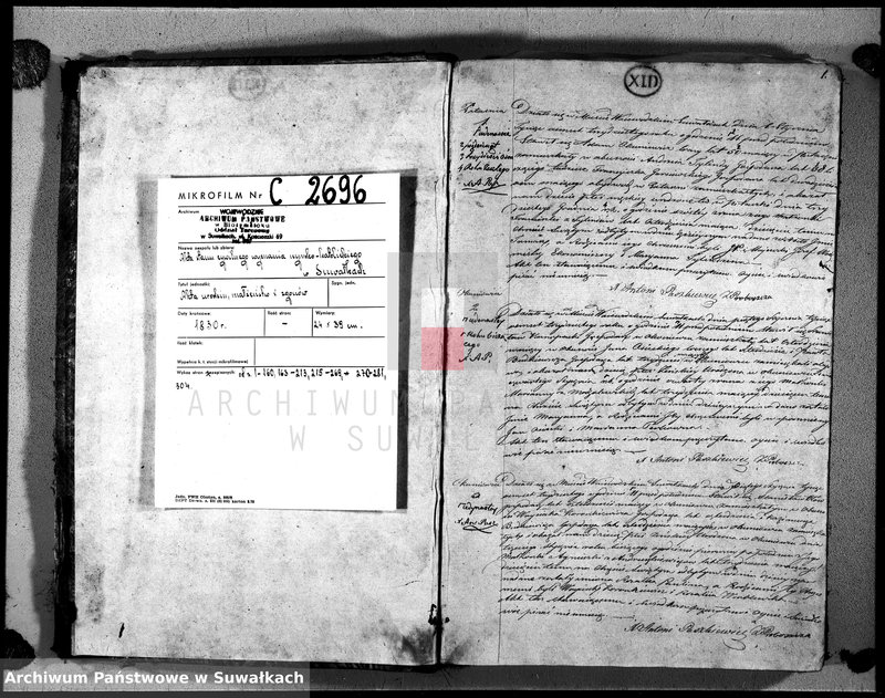 image.from.unit.number "Księga duplikat urodzonych, zaślubionych i zeszłych urzędnika stanu cywilnego, parafij suwalskiej roku 1830"