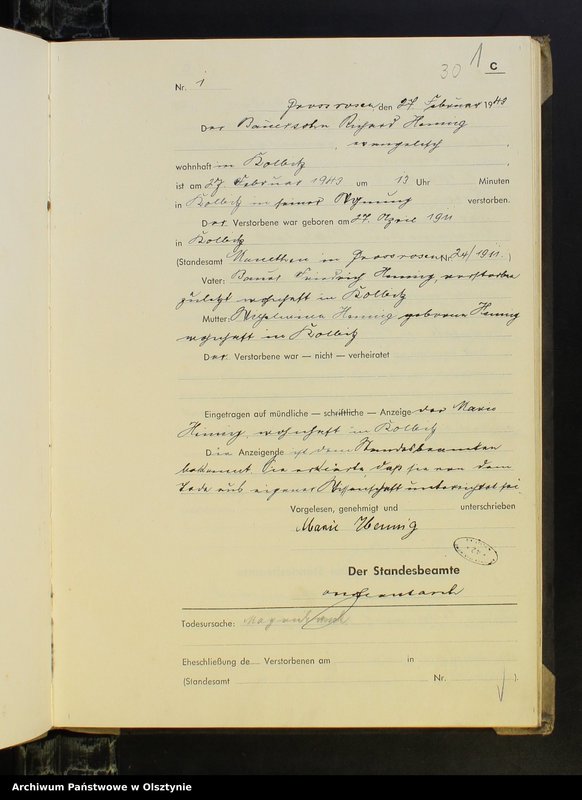 image.from.unit.number "Sterbebuch Nr 1 - 39,1 - 26 i 1"